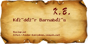 Kádár Barnabás névjegykártya