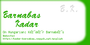 barnabas kadar business card